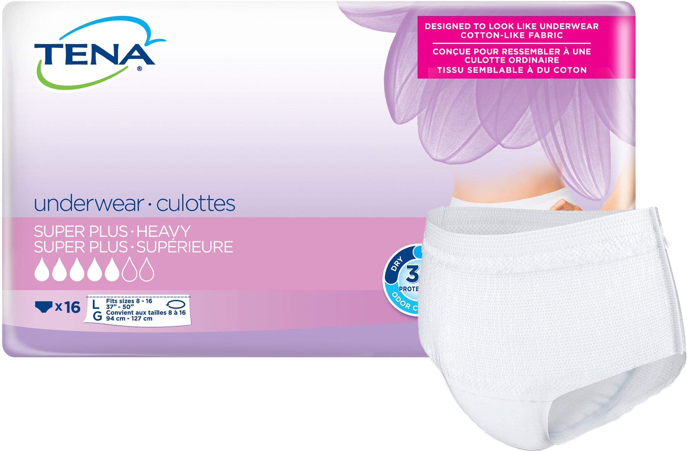 TENA Women Super Plus Disposable Underwear Female Pull On with Tear Away Seams Large, 54286