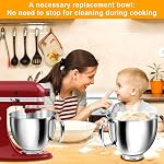 5 Bol de mélange de quartz pour KitchenAid Mélangeurs de support, bol en acier inoxydable avec poignée & Fermoir, compatible avec les modèles Qt 4.5-5 Tilt-Head – Convient K45SS, KSM75, KSM150, Lave-vaisselle Safe Four Safe