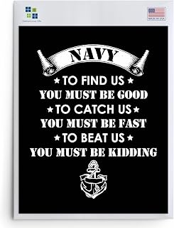 Navy To Find Us - US Navy Seal Quotes Wall Art, Military Wall Decor, Patriotic Wall Art Blue Nautical Navy Logo Print, Home Decor, Living Room Decor (Western, 8 x 10 inches)
