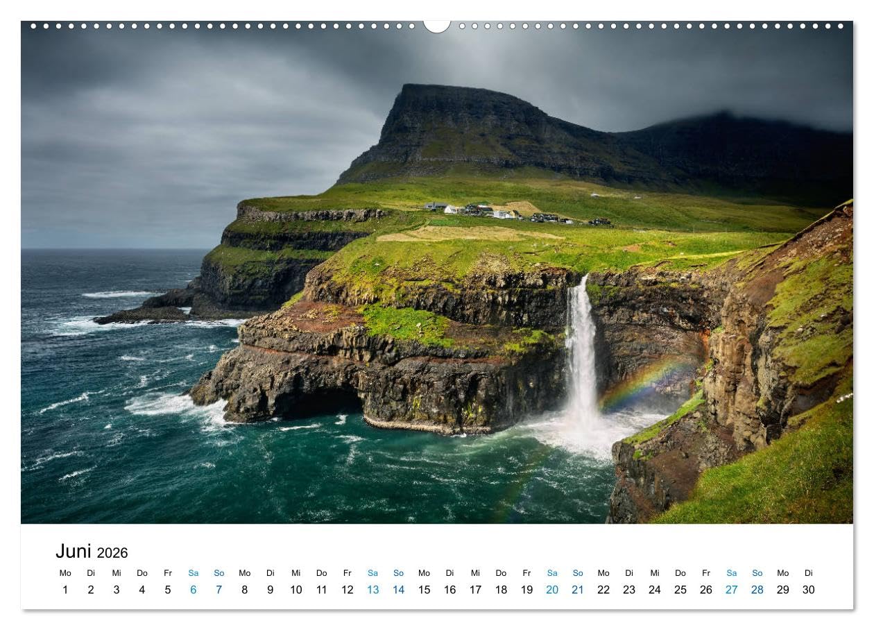 Färöer - Archipel im Nordmeer (hochwertiger Premium Wandkalender 2026 DIN A2 quer), Kunstdruck in Hochglanz: Fotografien von der Inselgruppe der Färöer