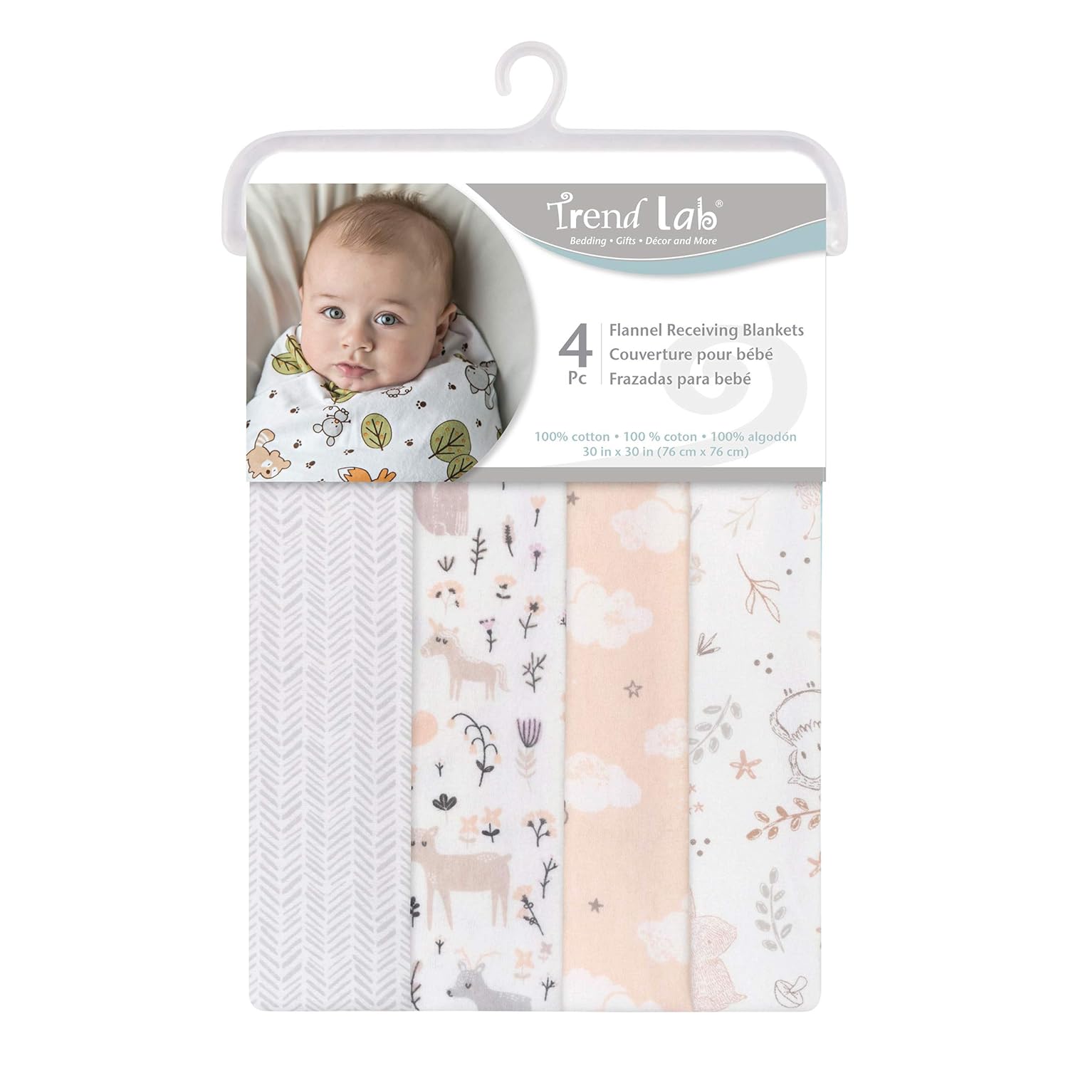 Trend Lab 4 Pack Flannel Receiving Blankets, (103779), Mystical Forest : Baby