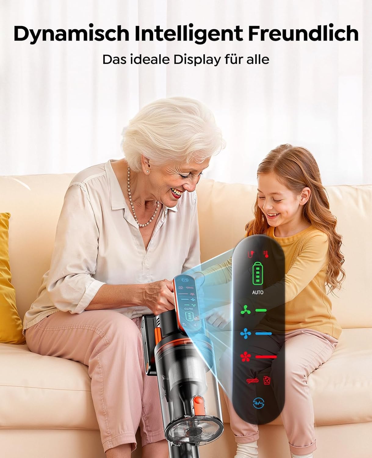 Fieety Akku Staubsauger,600W/50kPa/65Min Staubsauger Kabellos mit Wandmontierte Ladestation, Aromatherapie, Automatikmodus, Flexibles Biegegelenk, 1M Schlauch für Hartböden Teppiche Tierhaare Auto