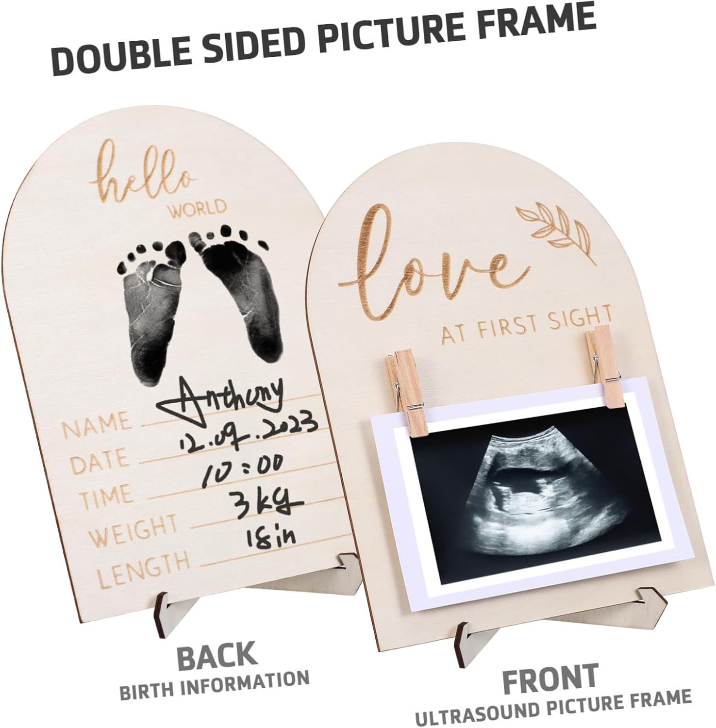 ibasenice Baby Frame Wooden Picture Frame for Baby's First Sonogram Photo Display for Nursery Dec
