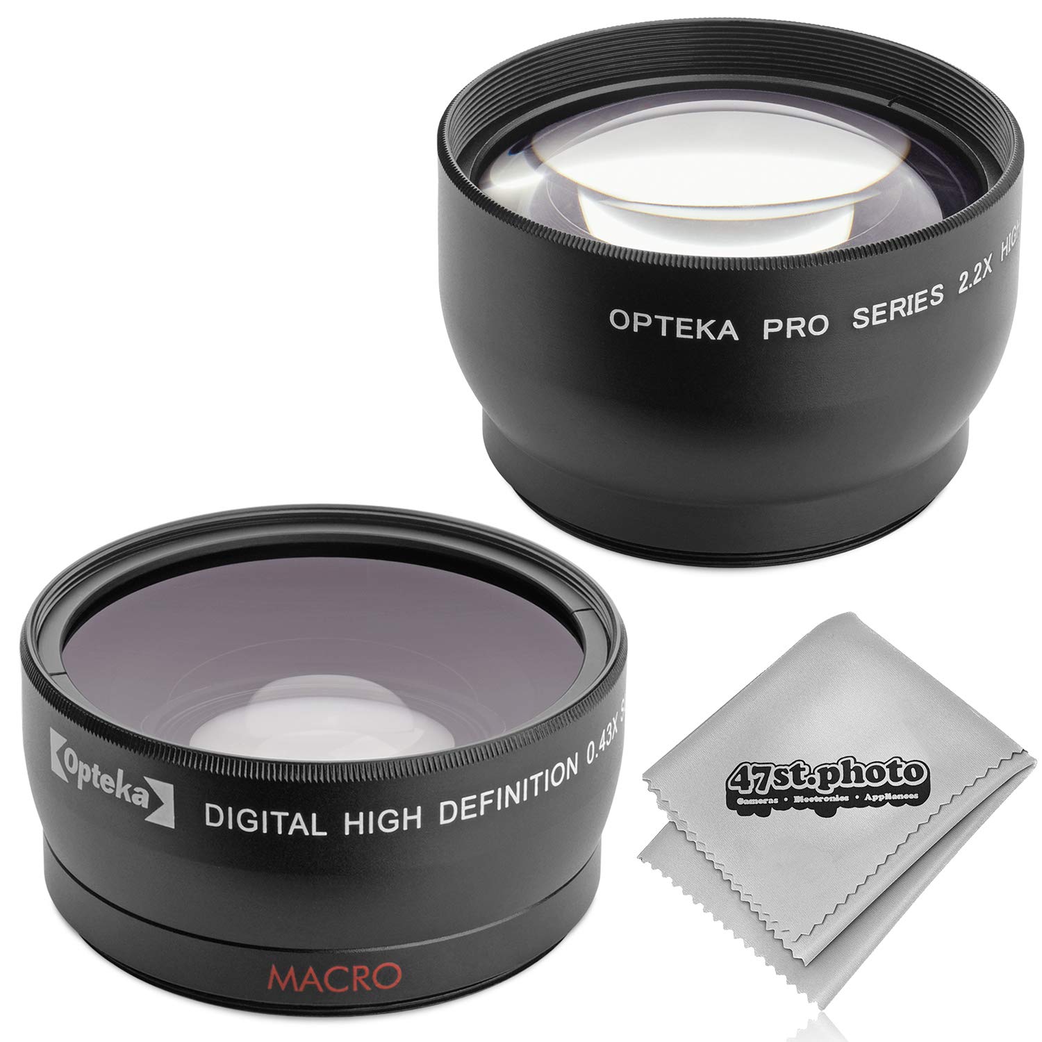 58MM 2.2X Telephoto and 0.43X Wide Angle High Definition w/Macro Portion Lenses for Canon Rebel (T5i T4i T3i T3 T2i T2 T1i XTi XT XSi XS SL1), Canon EOS (1100D 700D 650D 600D 550D 500D 450D 400D 350D