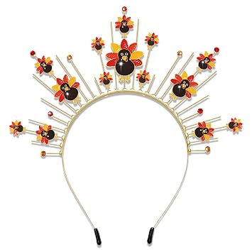 mokkia Thanksgiving Headband for Women Fall Turkey Headbands Halo Crown Thanksgiving Outfits Fall Accessories Costume Party Favors Decorations Holiday Gifts Pattern H