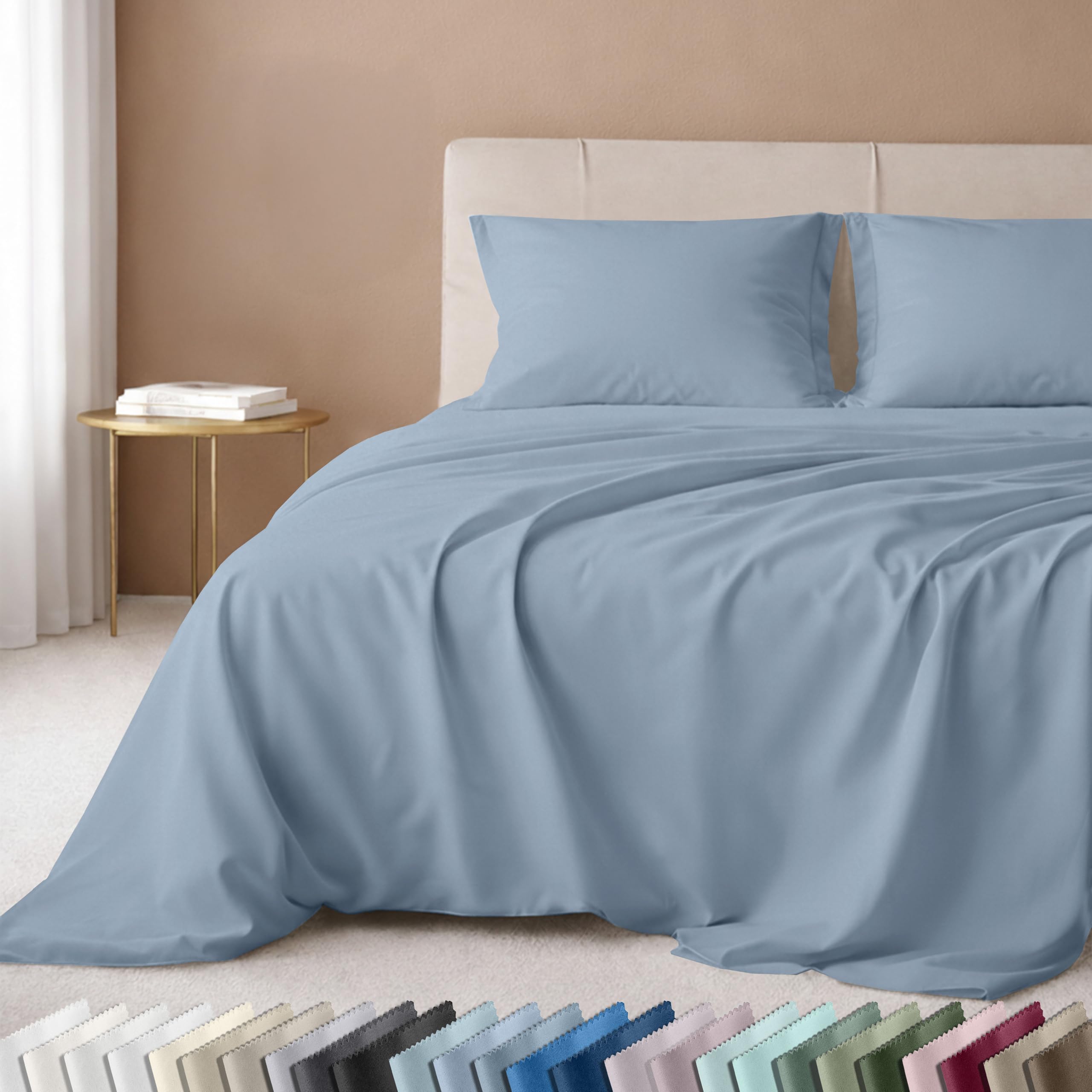 California Design Den California King Sheet Set - 100% Cotton, 600 Thread Count Deep Pocket Cal King Sheet Set, Durable Sheets with Soft Sateen Weave - Blue