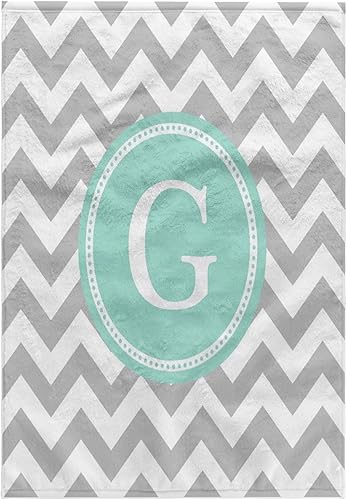 Miniatura 7 de 3dRose Toalla, Letra C Gris y Blanco Chevron con Monograma Menta Personal Inicial C