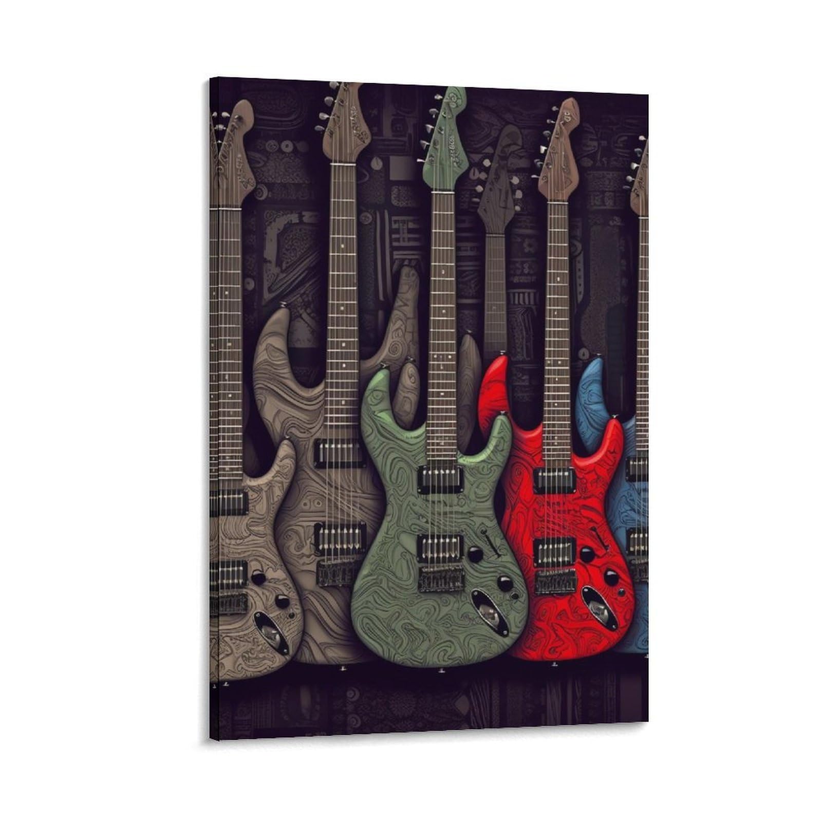 Canvas Wall Art for Living Room 16"x24" Modern Artwork Painting Pictures Hanging Canvas Prints Guitar Pattern Aesthetic Wall Art for Bedroom Bathroom Office Wall Art Print Decor Guitar Pattern Canvas