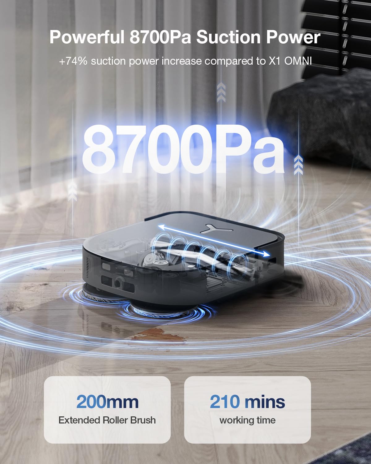 ECOVACS DEEBOT X2 Omni Robot Vacuum and Mop, 8000Pa Suction, 15mm Lift, Omni Station with Hot Water Mop Washing, Self-Emptying, Hot Air Drying, Auto-Refill, Obstacle Avoidance,Black