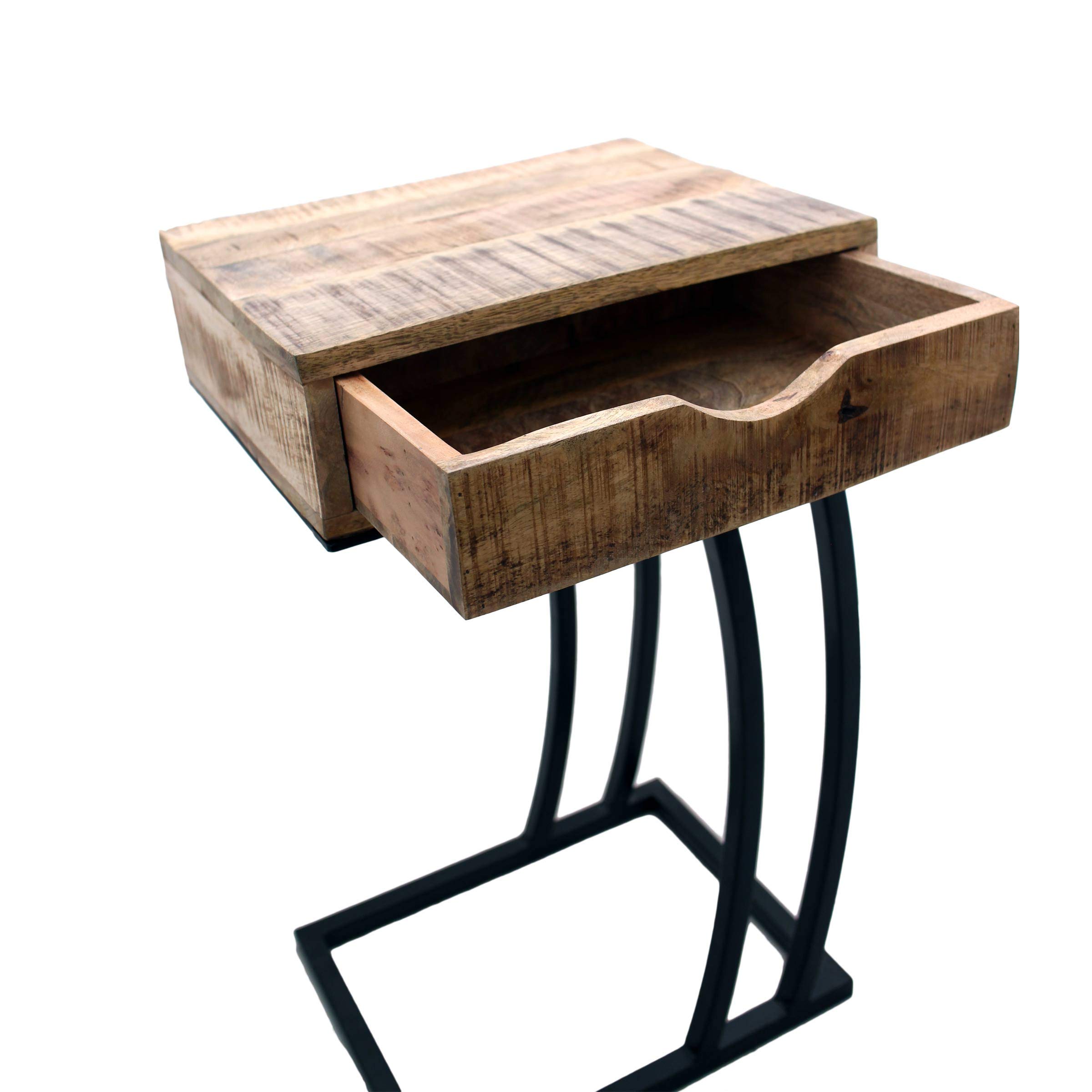 Gall & Zick Tavolino in legno massello di mango - Elegante tavolo per laptop con cassetto, ca. 66 × 38 × 30 cm