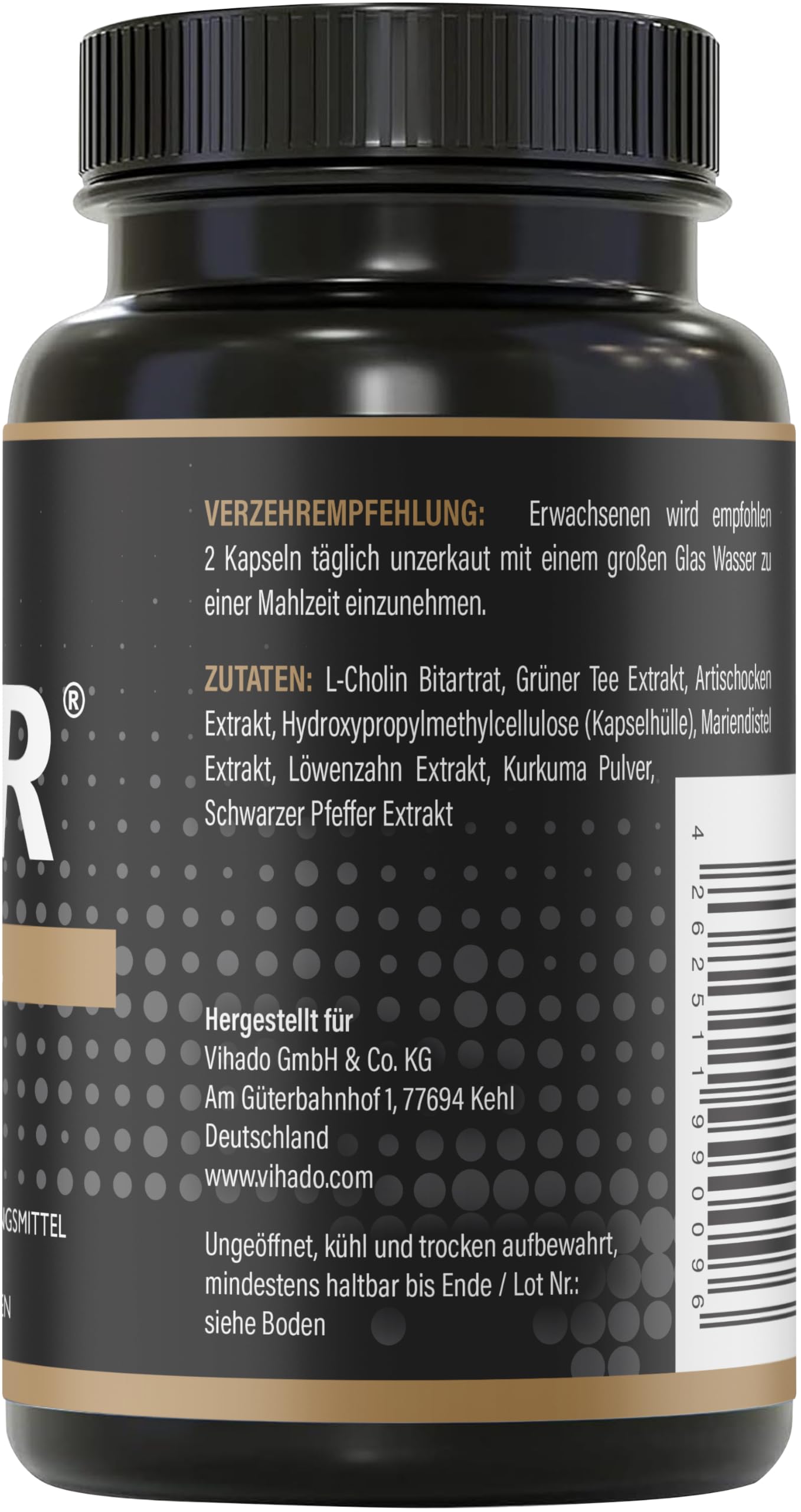 DTX BRNR Leber Komplex + Stoffwechsel Kapseln mit Cholin, Grüner Tee, Artischocke, Mariendistel, Löwenzahn & Kurkuma, 120 vegane Kapseln