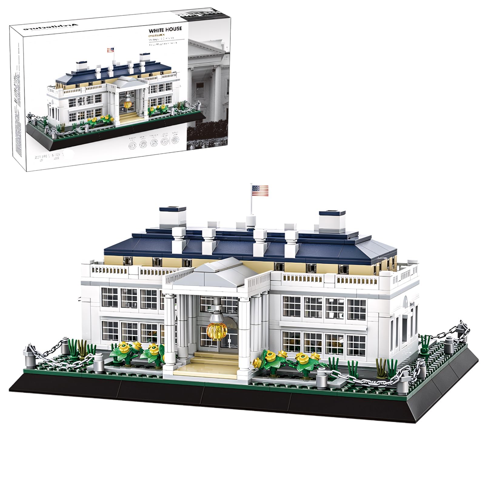 CAXIMSY White House Model Building Block Sets 895 Pieces Washington Famous Landmark Architecture Gifts for Adults