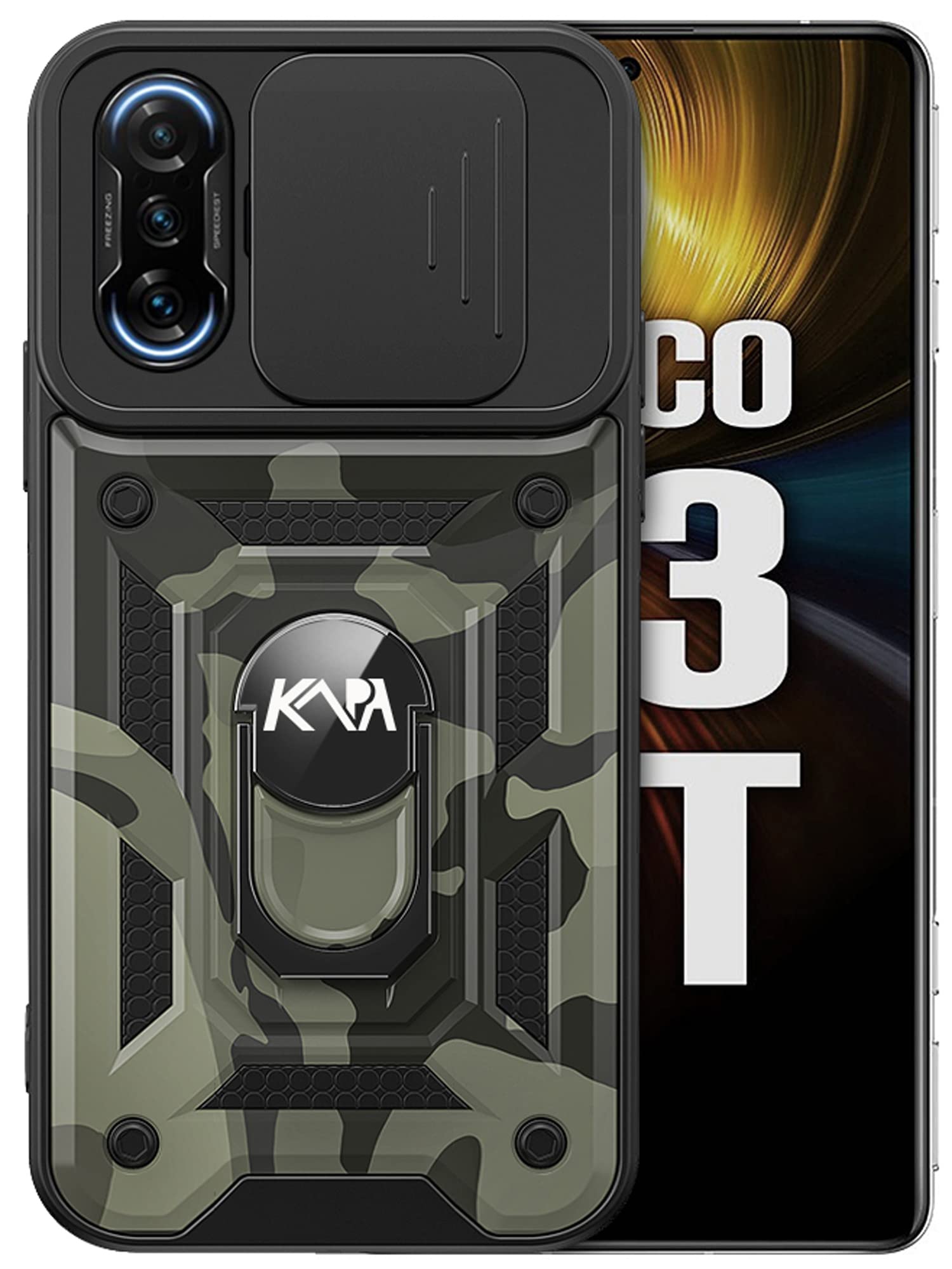 Kapa Tank Back Cover for Poco F3 GT, Inbuilt Ring + Slider Shockproof Lens Protection Case (Black) (B09Z6BCXJN) Amazon Price History, Amazon Price Tracker