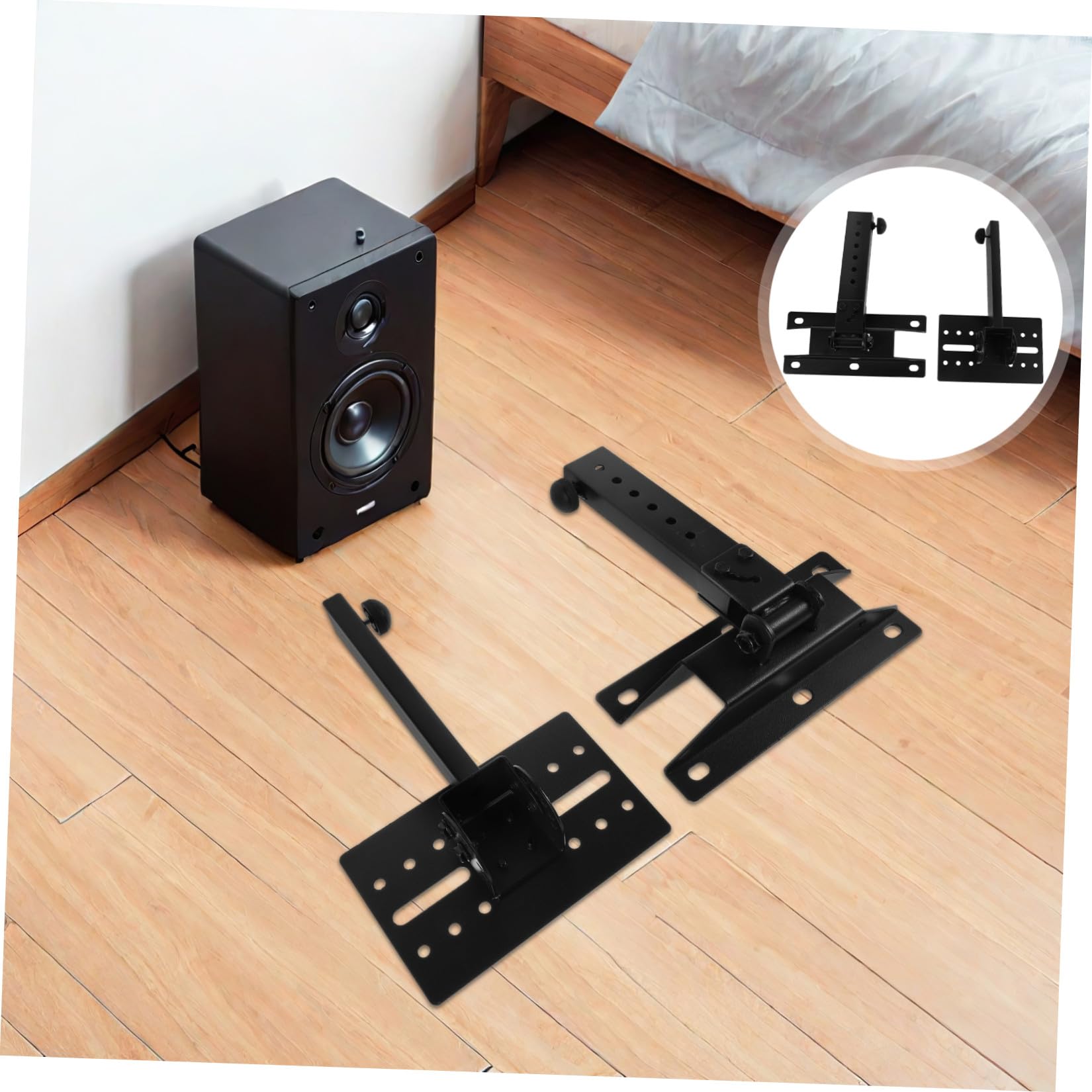 Luxshiny Soporte de Pared Soporte de Altavoces Montados Pared para Altavoz Metal, Negro, para Soundbar y Altavoces Ktv, para Reuniones y Montajes Ktv