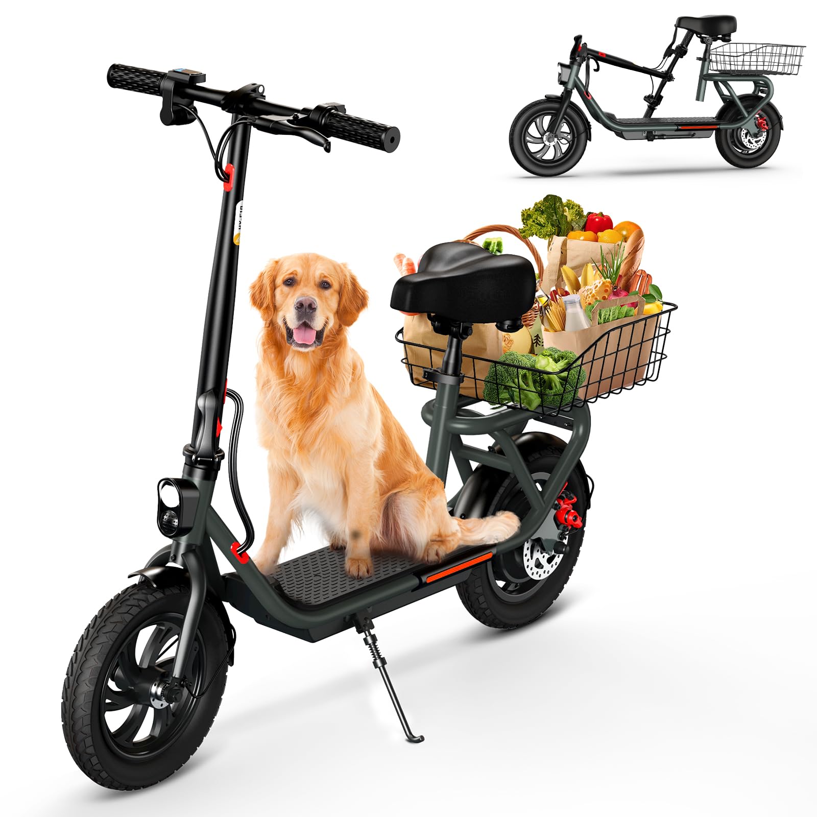 TST Electric Scooter with Seat for Adult, 20 Miles Range&19 Mph Power by 650W Peak Motor, 12