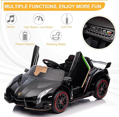 Miniatura 2 de Winado Lamborghini Veneno - Vehículo eléctrico de 12 V, con licencia para niños, juguete a batería con control parental, puertas hidráulicas, 3