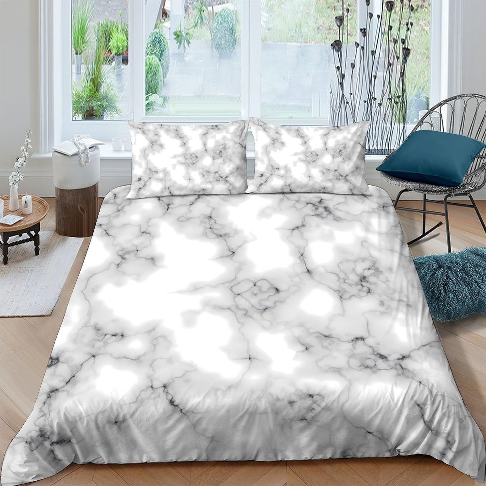Ctjqhvkz Style-10 3D Printed Marble Texture Fitted Sheet Microfiber Soft Breathable Cloud Pattern Mattress Cover Bedroom Decor, Anti-Slip, Washable Single（135X200cm）