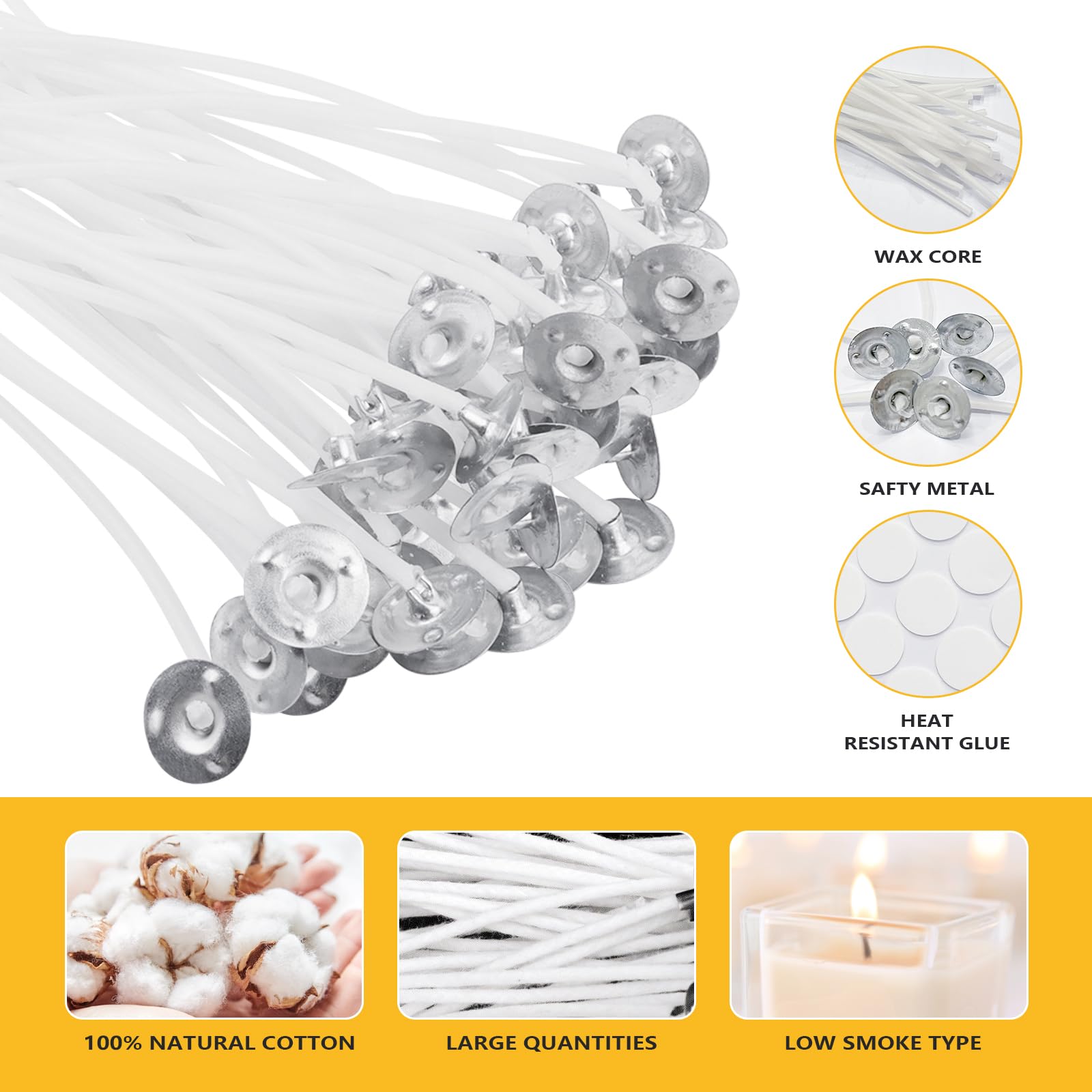 50 Mèches En Coton Naturel Pour Bougies DIY - 10 Cm - Fabriquez Vos Bougies Maison Facilement