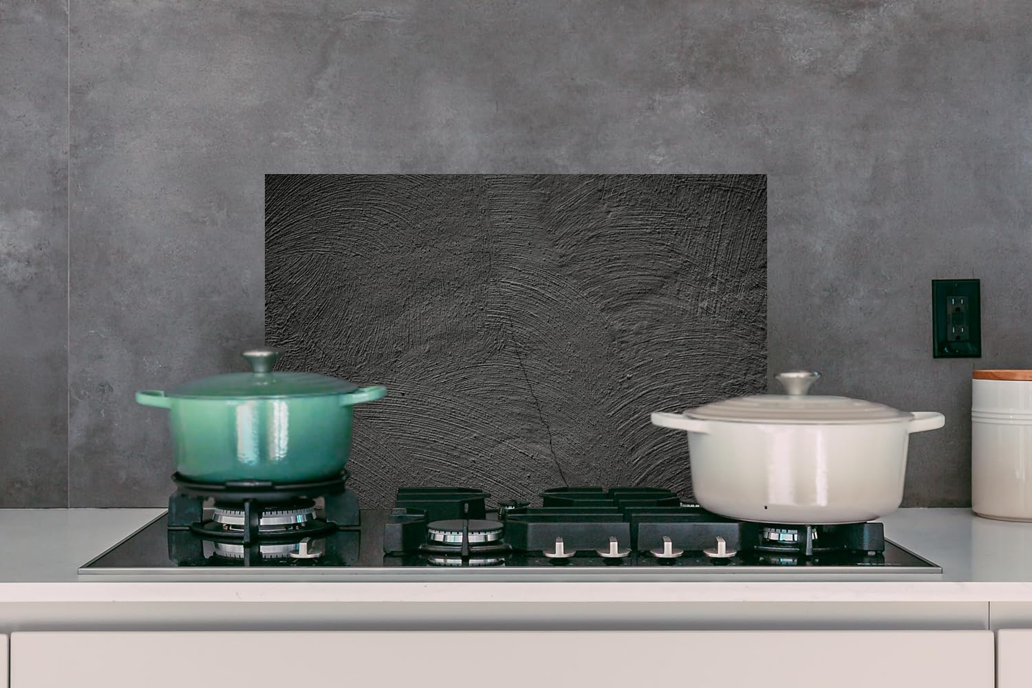 KitchenYeah® Spritzschutzplatte Für Die Küchenwand - Marmoroptik Grau, 60x40 Cm, Aluminium, Einfach Zu Reinigen & Ohne Bohren