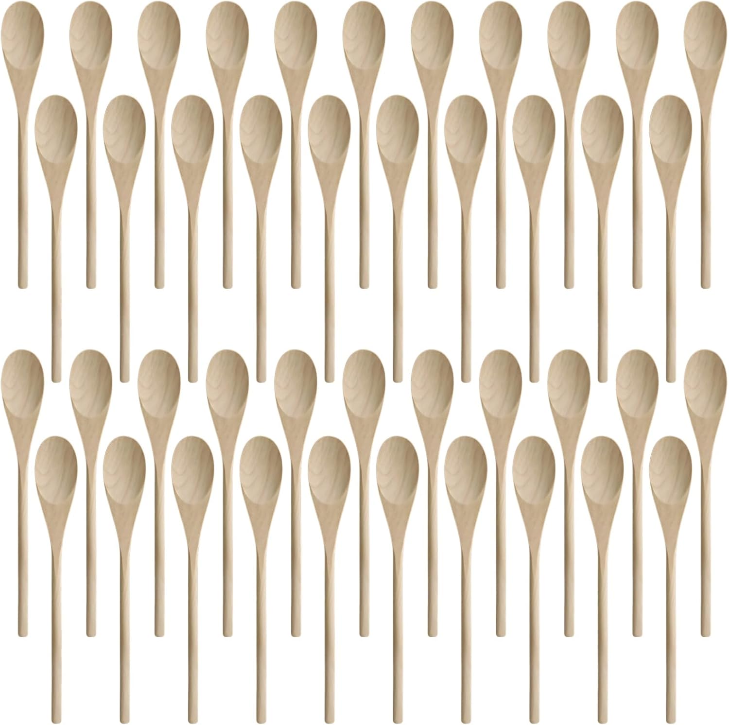 50 PCS Wooden Spoons for Crafts - 12 Inches Kitchen Long Wooden Spoons for Cooking, Long Handle Wood Spoons Oval Wood Mixing Spoons Baking Mixing Serving Craft Utensils - Image 2