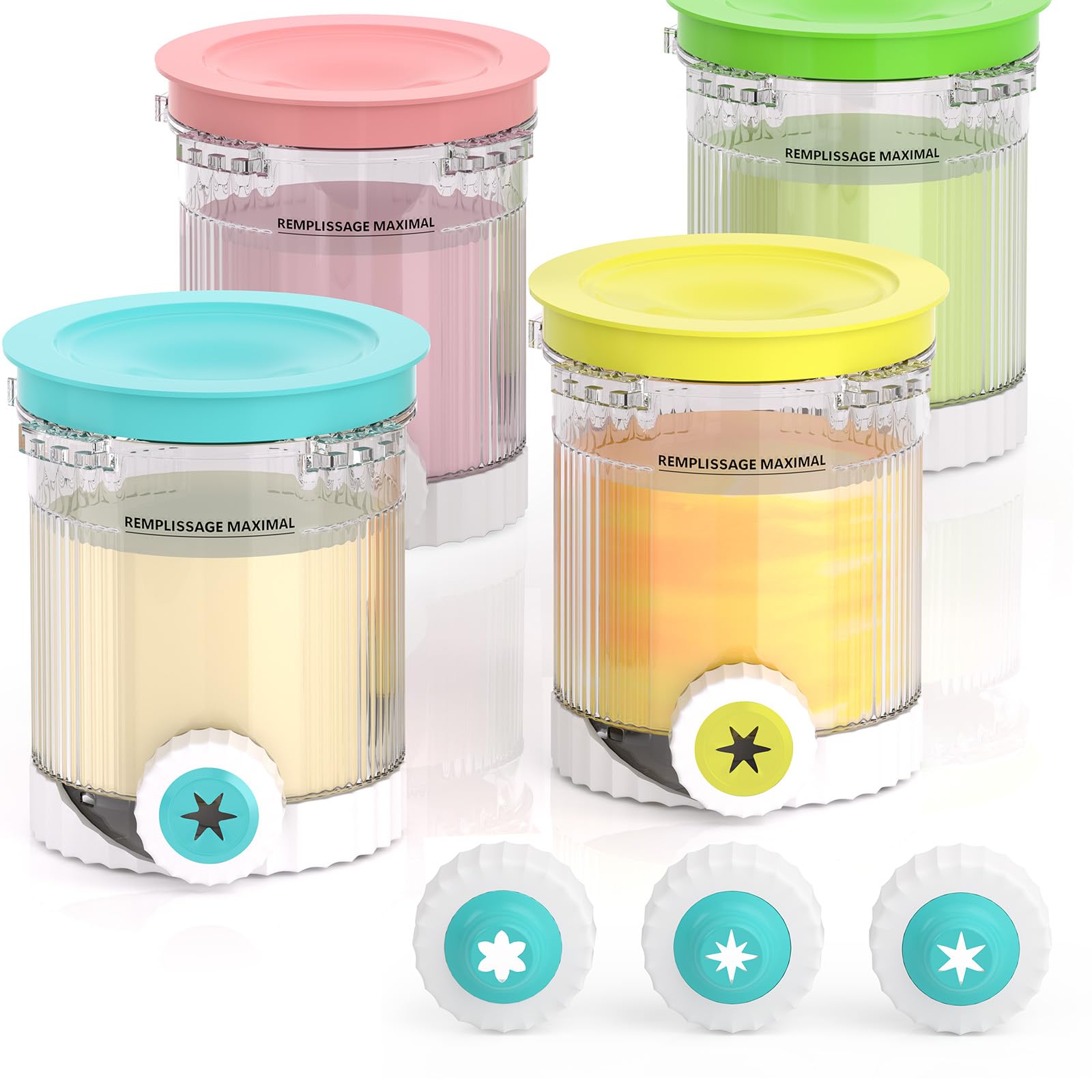 Photo 1 of Togameoy Creami Swirl Containers NC701 NC701C + Swirl Nozzle Compatible with Ninja Swirl CREAMi Ice Cream and Soft Serve Maker, Creami Swirl Pints, Food-grade, Dishwasher Safe, 4 Pack, XSK7PNTLD2