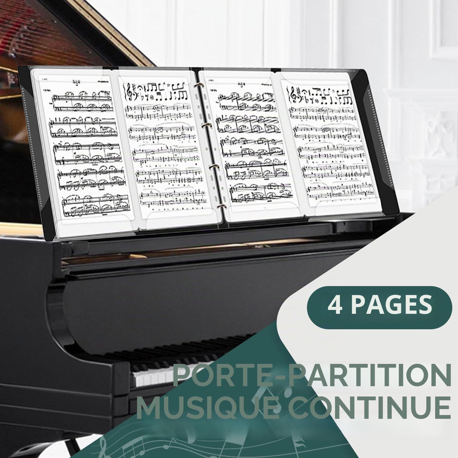 Classeur à partitions, classeur à partitions format A4 pp support rangement documents contenir 52 pages avec 12 intercalaires extension 4 pages pour orchestres chorales musiciens