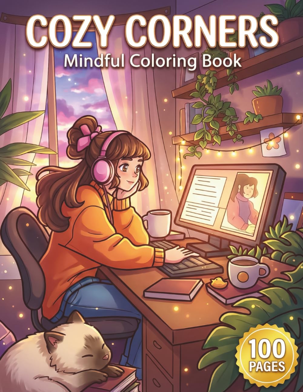 Cozy Aesthetic: Relaxing Coloring Book for Teens and Adults with 100 Pages featuring Aesthetic Rooms, Cute Animals, and Comforting Scenes for Stress Relief (The Cozy Collection)