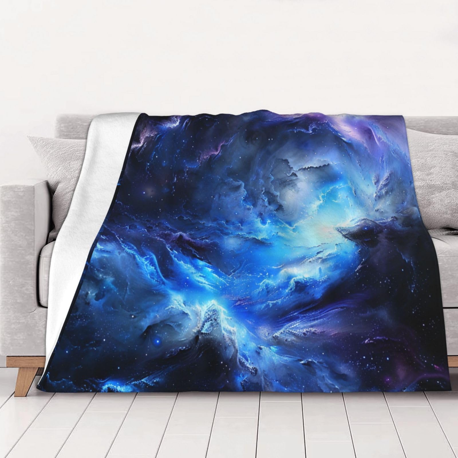 AUBKFELD Blue galaxy Printed Flannel Blanket 150x125 CM, Soft & Warm Throw Blanket for Sofa/Couch/Bed/Car, Gifts for Audlts Women Men