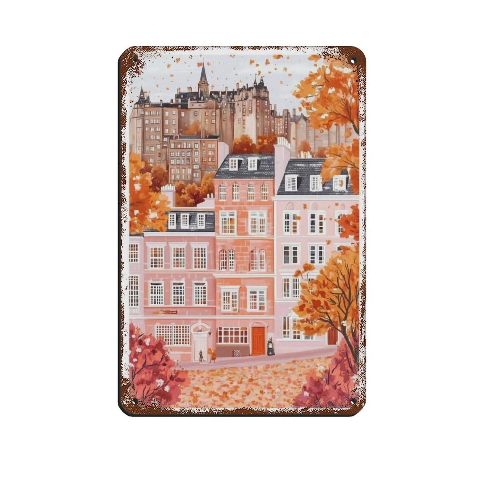Lxwnze 20L X 30W Cm Edinburgh Poster, Edinburgh Art, Travel Poster Tin Sign Vintage Metal Pub Club Cafe Bar Home Wall Art Decoration Poster Retro 8X12inch(20X30cm)
