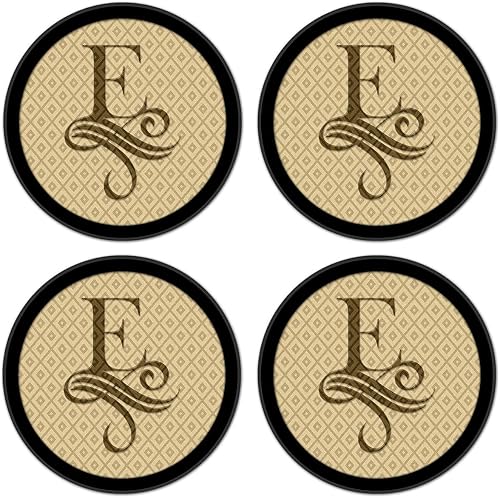 Miniatura 10 de Posavasos de silicona antideslizantes con almohadilla de fieltro absorbente impresa extraíble, juego de 4 unidades, monograma de letra C