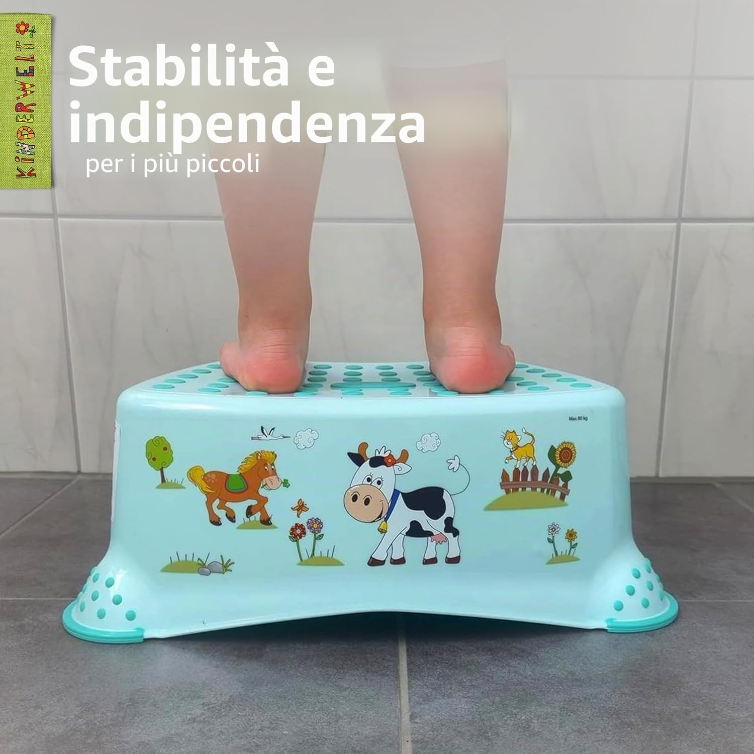 KiNDERWELT 2er Set Z: Sedile Wc per Bambini Winnie the Pooh Perl Bianco + Sgabello Scaletta per Wc a Due Stadi