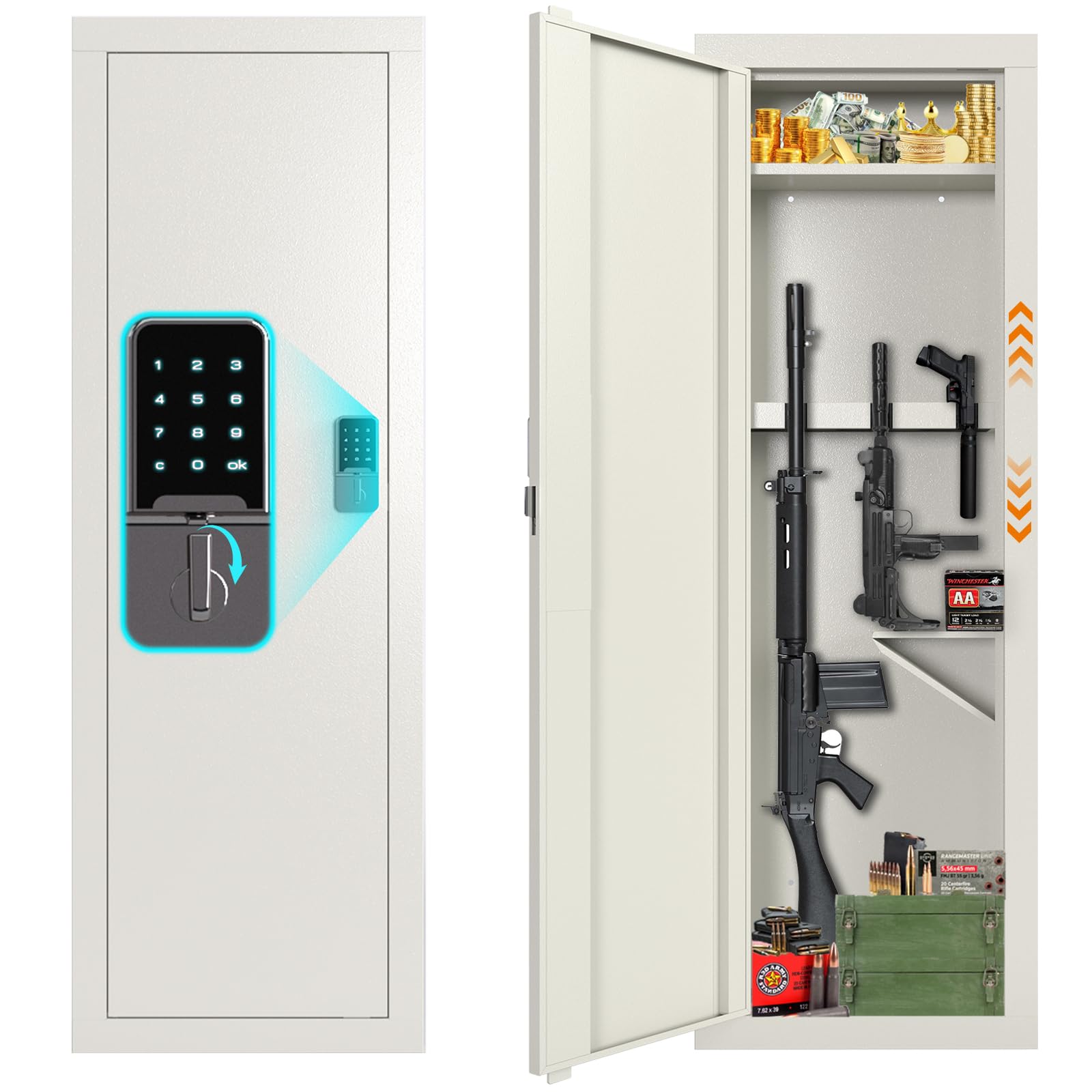 Amazon.com: SAPITAL 53” Wall Gun Safe, Gun Safe for Rifles and Pistols with Adjustable Rack, Gun ...