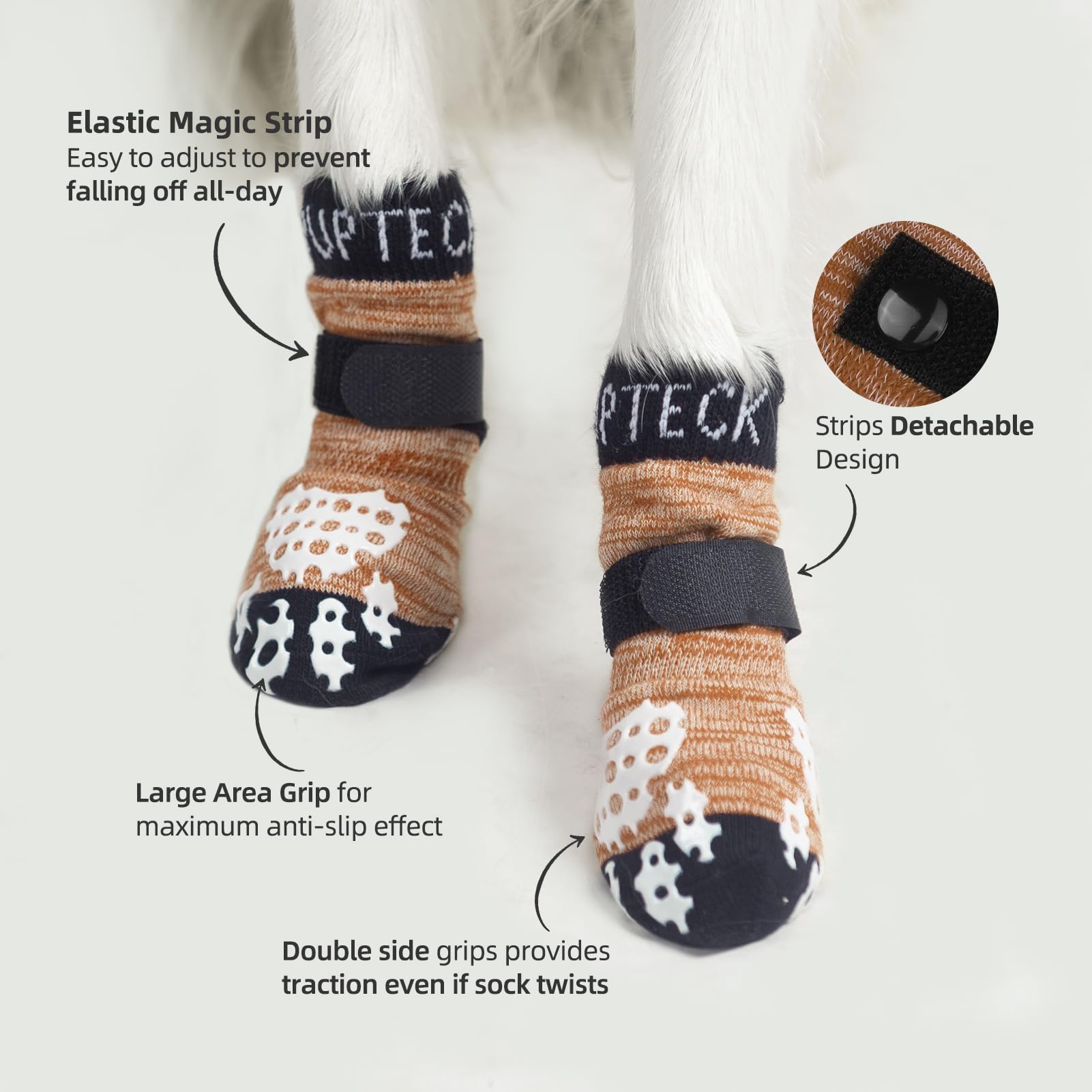 PUPTECK 2 works Anti-Slip Dog Socks Paws Stop Licking, Walking Boots for Injured Paws Hot Weather/Winter - Image 3