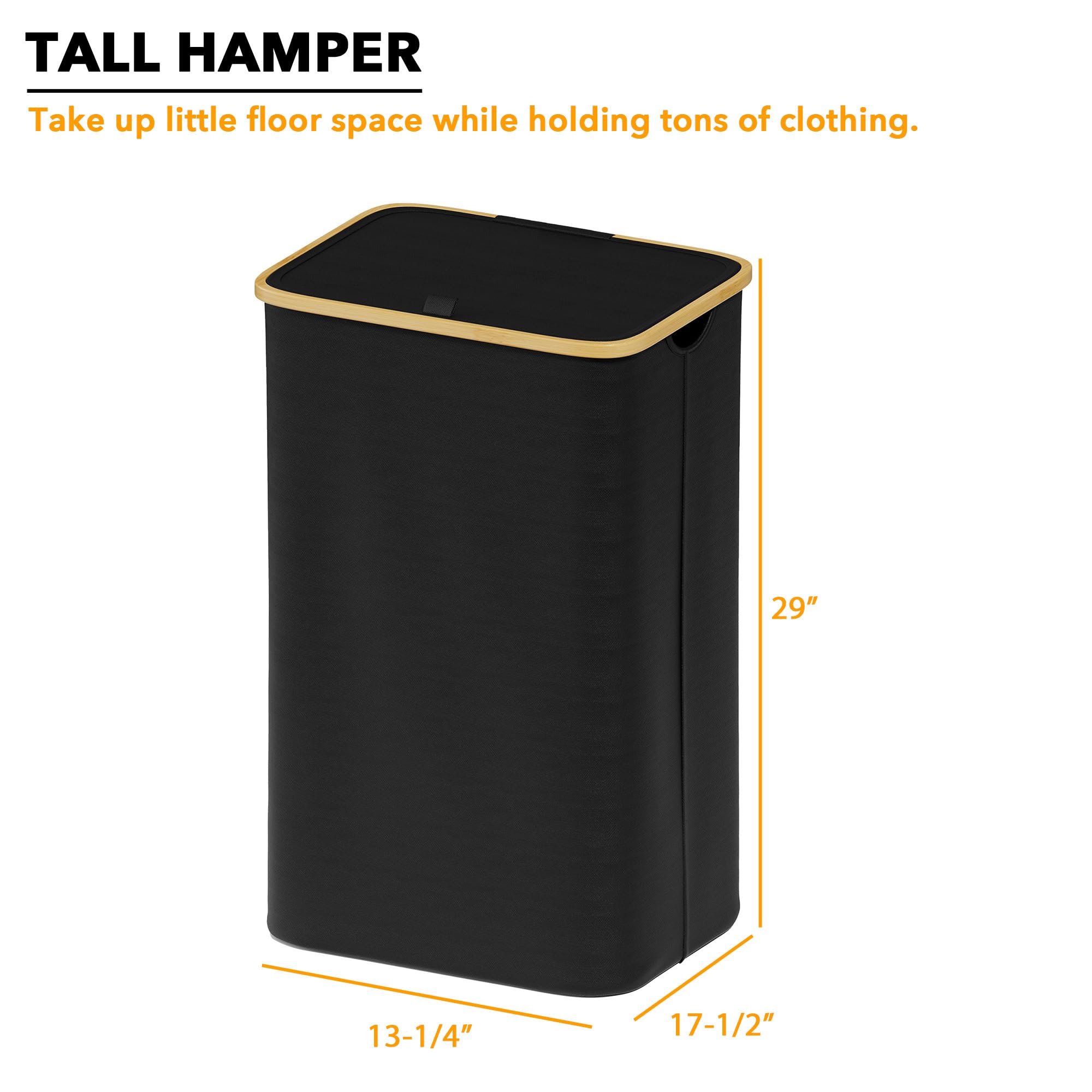 SUOCO 100L Laundry Basket With Lid & Bamboo Handles - Large Foldable Clothes Hamper For Bedroom, Bathroom, Dorm - View #7