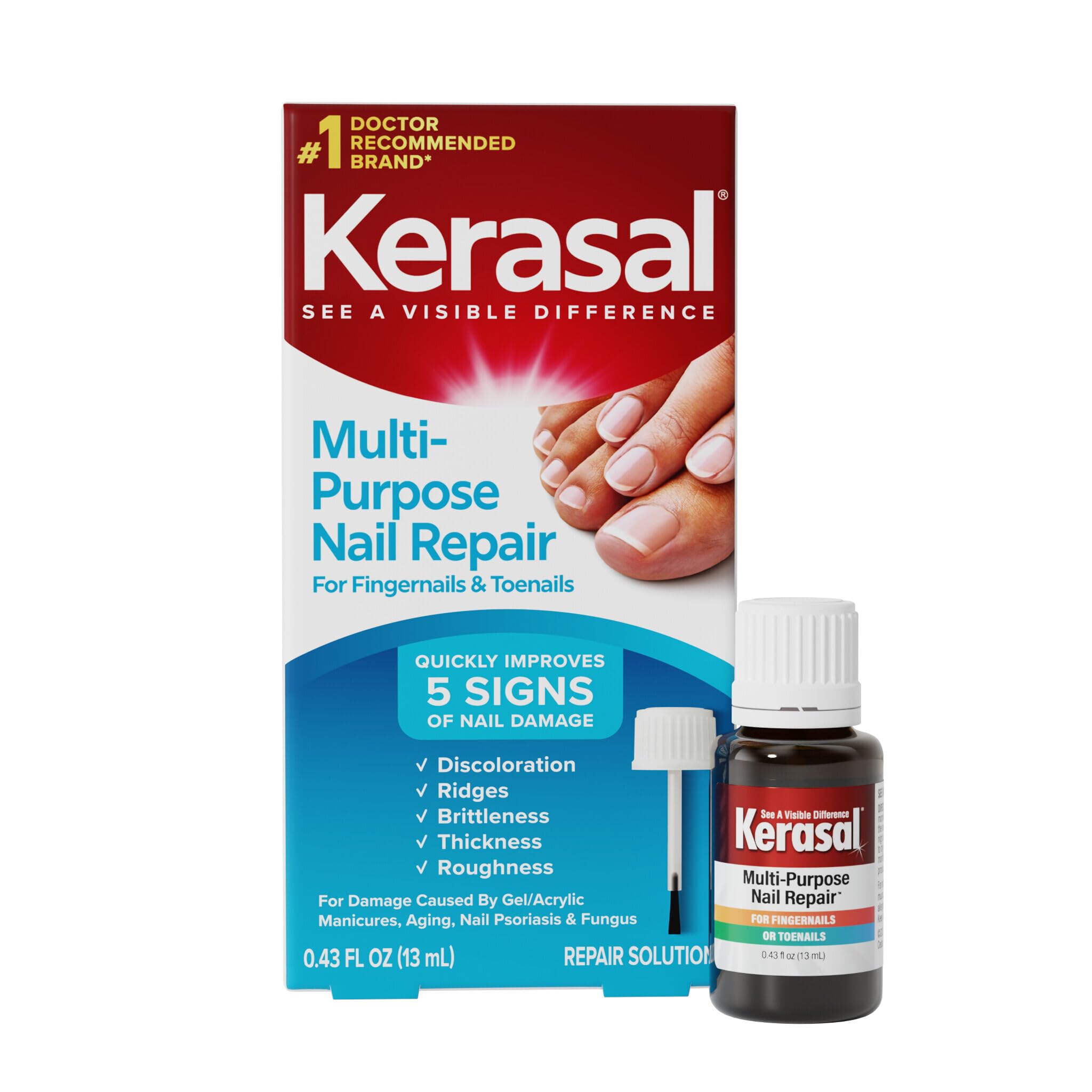 Kerasal Multi-Purpose Nail Repair, Nail Solution for Discolored and Damaged Nails, 0.43 fl oz