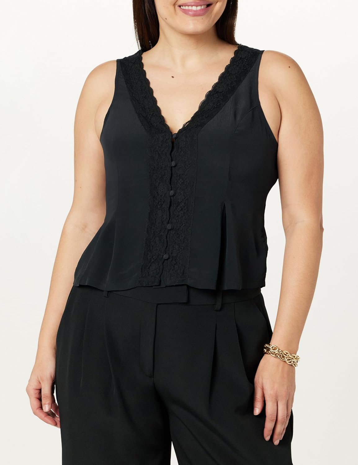 The Drop Women's Paloma Lace Trimmed Sleeveless Top - Image 5