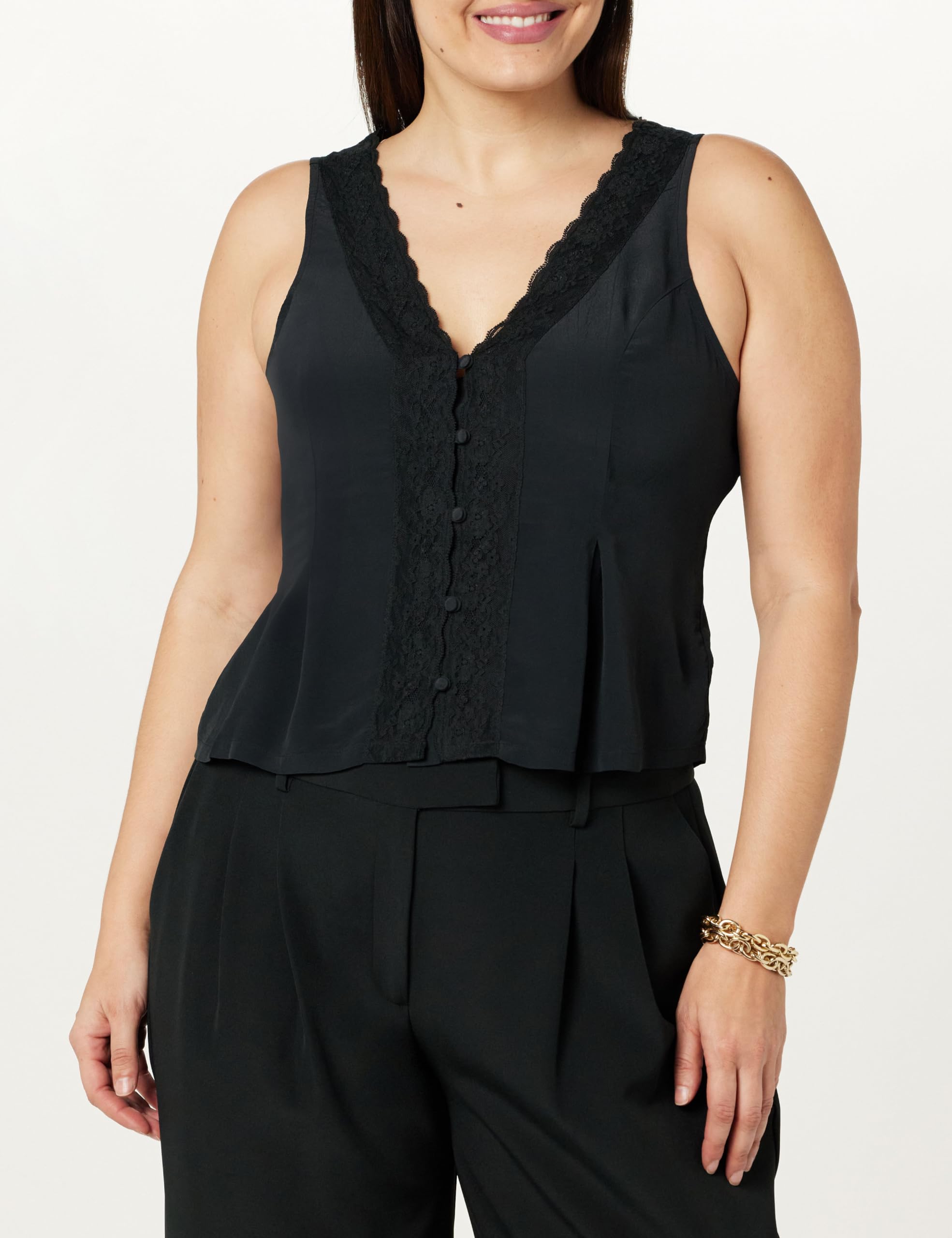 The Drop Paloma Lace Trimmed Sleeveless Top Camicie Donna