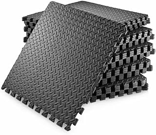 Esterilla Fitness Puzzle, Alfombra de Ejercicio Entrelazada, Goma EVA Antideslizante, Color Negro, Textura Diamante(18, 32L x 32An x 1.2E cm)
