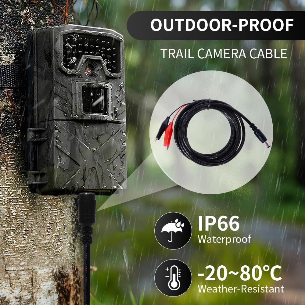 2 PCS 4.0x1.7mm DC Plug Trail Camera Battery Power Cable Chew Proof Compatible with Tactacam Reveal X XB SK,Wise Eye,Spartan Gocam,Covert Cameras,Snyper Cameras,Etc. 79" image 4