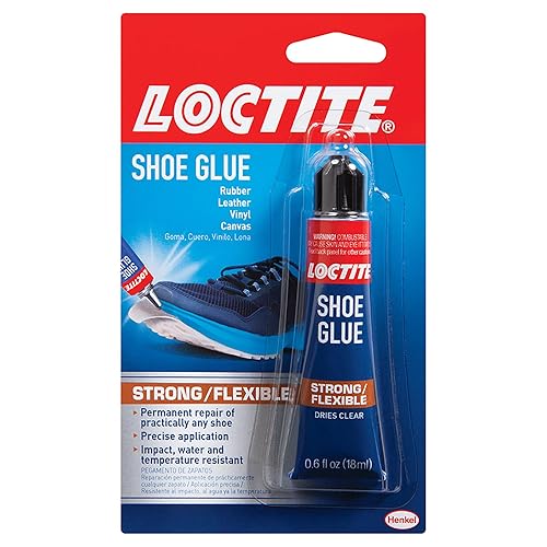 Loctite Shoe Glue, Strong & Flexible Fabric Glue, Resistant to Water, Impact, & Vibrations, Dries Clear - 0.6 fl oz Bottle, 1 Pack