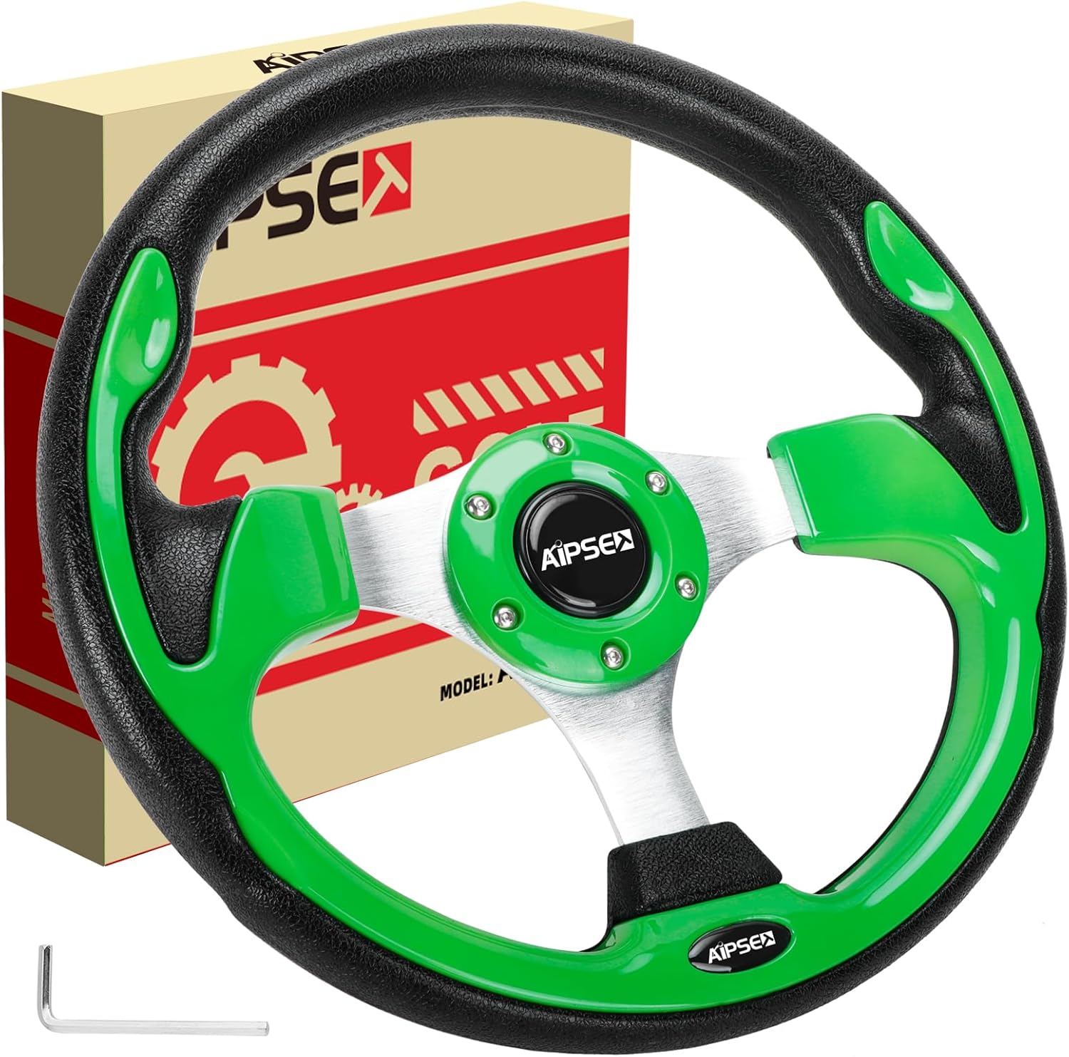 Universal Golf Cart Steering Wheel Compatible with EZGO TXT, RXV/Club Car DS, Precedent, Tempo/Yamaha, 12.5 Inch Classic Steering Wheel with PVC Leather Grip