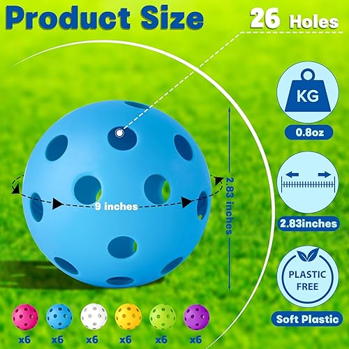 Vista 15 de Coopay Paquete de 18/36 pelotas de práctica de béisbol, bolas de entrenamiento de plástico, bolas de softball huecas ligeras para golpe, Azul