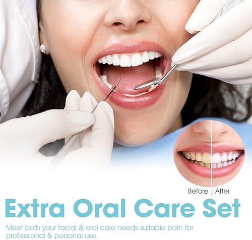 Miniatura 3 de Juego de 6 herramientas dentales, juego de herramientas de higiene dental, raspador de dientes, removedor de placa, sarro, pinzas dentales, hilo