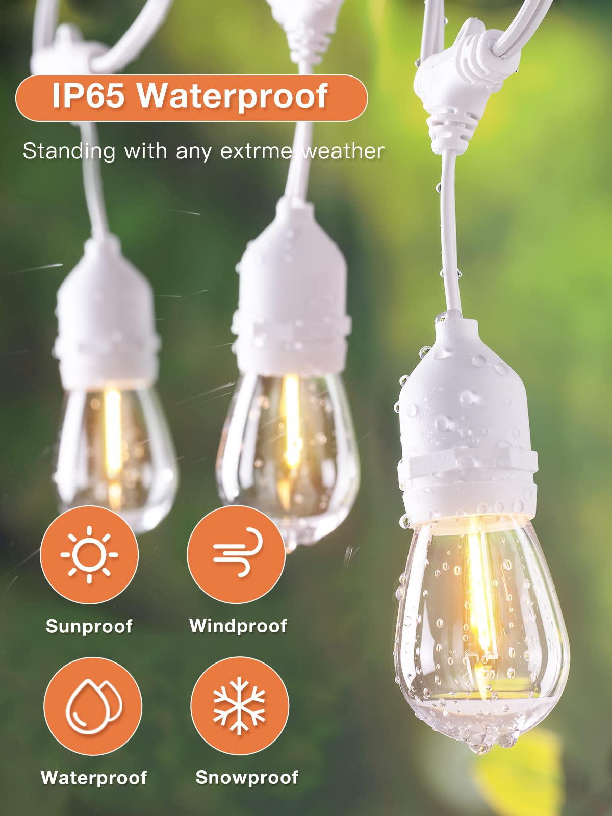 addlon LED Outdoor String Lights 48FT with Dimmable Edison Vintage