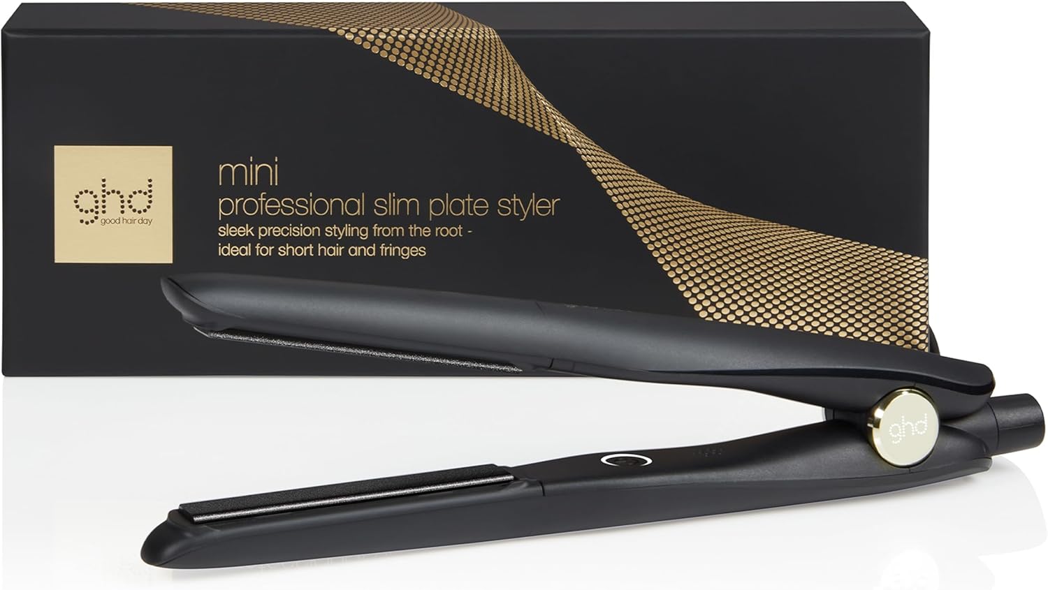 ghd ministyler – Professionele stijltang voor kort haar en pony met 40% smallere platen, uniseks voor dames of heren, precisiekapsels, keramische platen, zwart