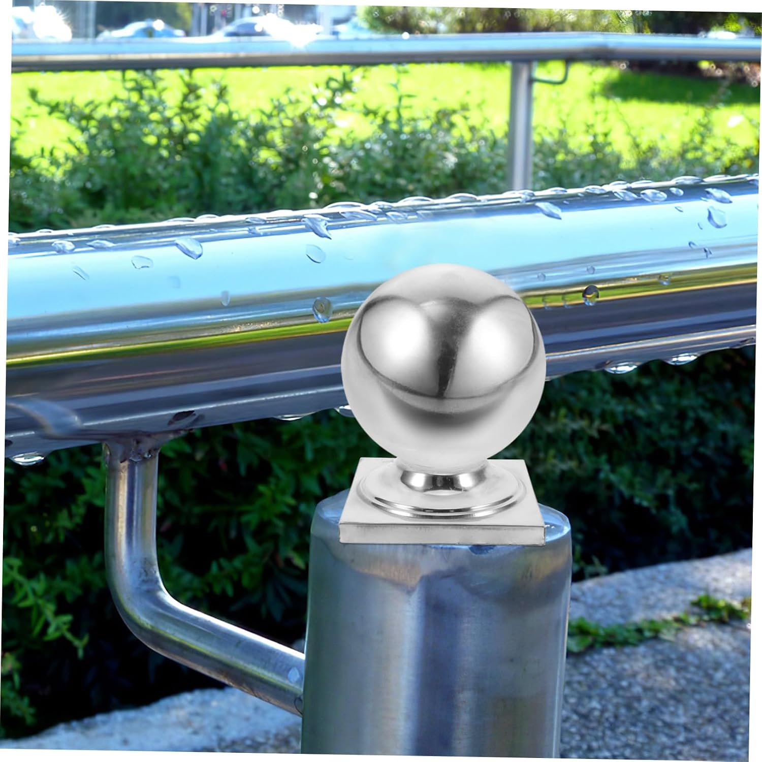 Milisten Heavy-Duty Stainless Steel Flagpole Base Thickened Holder Sturdy Square Support for Garden Birdbath Bowl and Gazing Globe Display
