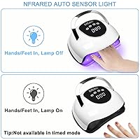 Vista 5 de Wisdompark Lámpara LED de uñas de 220 W para uñas de gel, secado rápido, con 57 cuentas de lámpara, 4 temporizadores, luz UV profesional