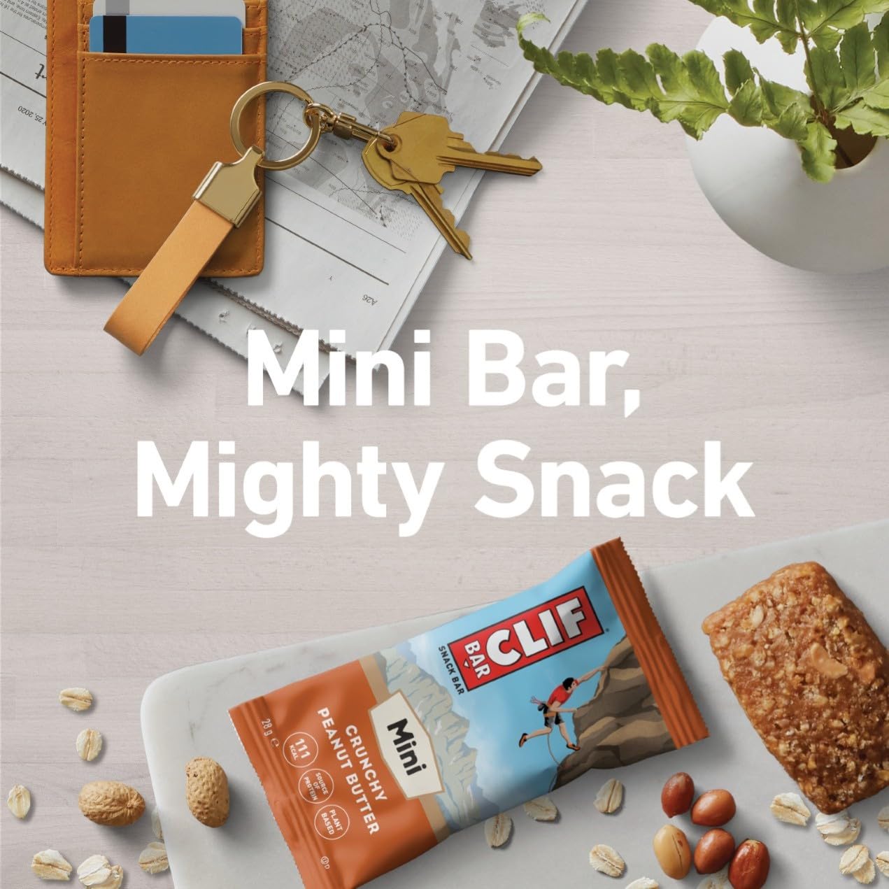 CLIF BAR Minis | Snack Bar | Crunchy Peanut Butter | 4g de Proteínas Vegetales | Barritas Snack para Llevar | 10 x 28 g