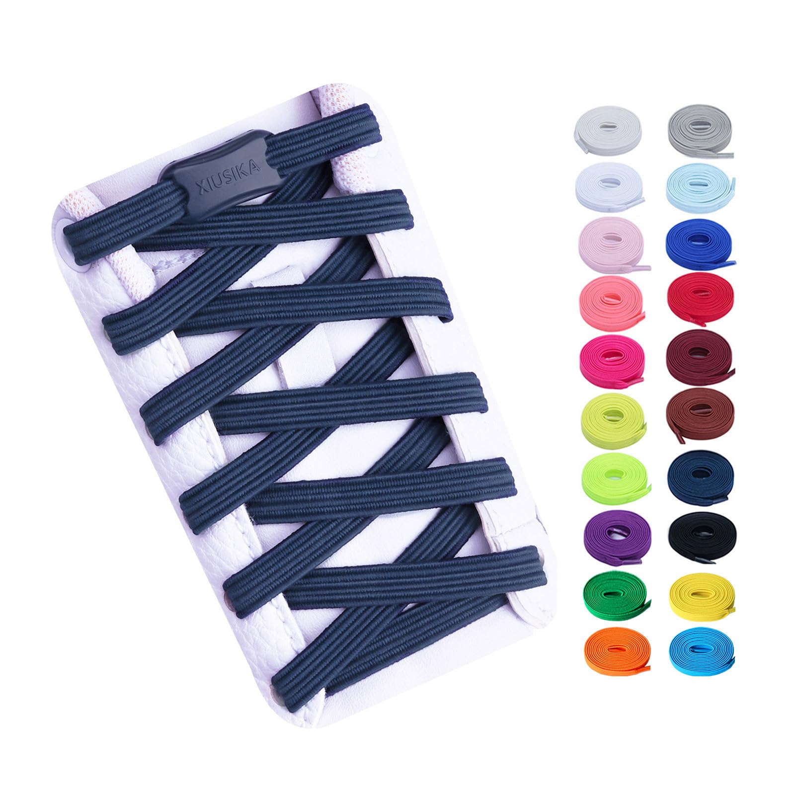 Booyckiy Elastic No Tie Shoe Laces for Kids, Adults, Flat Stretch Shoelaces