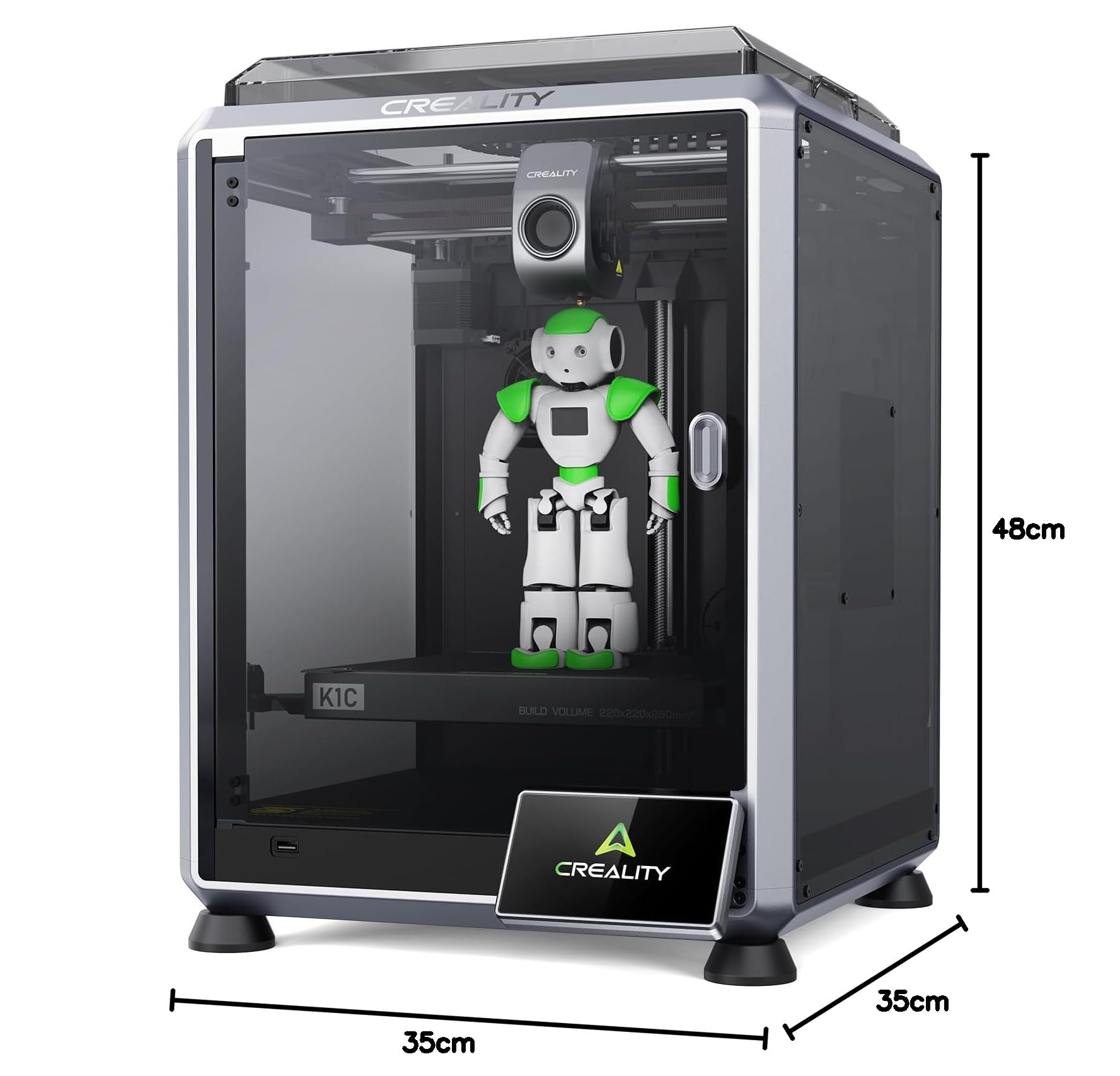 Creality K1C - Stampante 3D, 2024, 600 mm/s, senza intasamento, aggiornamento K1, con fotocamera AI, stampa a 300 °C, supporto di filamento in fibra di carbonio, per principianti